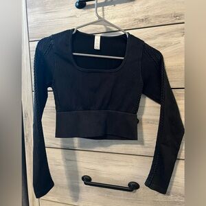 Aerie Black Ribbed Crop Top